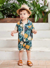 Kids Green Tropical Leaf Print Summer Co-ord Set