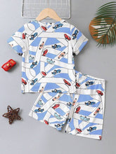 Blue car printed t-shirt & short for kids