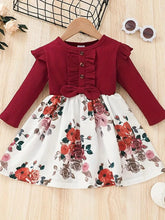 Red flower western design dress