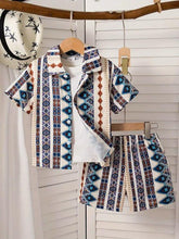 Vintage Tribal Stripe Kids Outfit Set – Shirt & Shorts