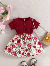 Elegant Red & Floral Baby Girl Dress