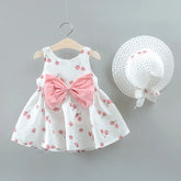 Light Pink Printed Cherry Frock For Girl