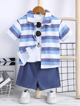 Blue three tone kids shirt & short for boy