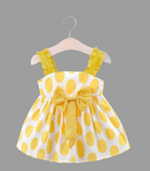 Yellow Circle Printed Frock For Girl