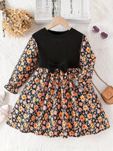 Elegant Floral Charm – Black & Daisy Print Baby Girl Dress