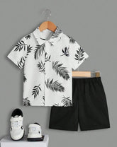 Black and white leaf shirt & short for kids
