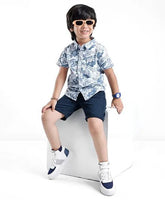 Blue printed graphic cami shirt & short