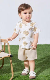 White leaf printed t-shirt & short kids