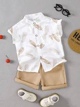 White printed floral baby shirt & short