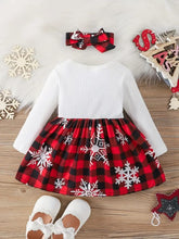 Festive Snowflake Plaid Dress Set – Adorable Christmas Outfit for Girls