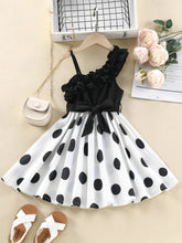 Elegant Black & White Polka Dot Dress for Girls
