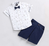 White flower printed style shirt and short