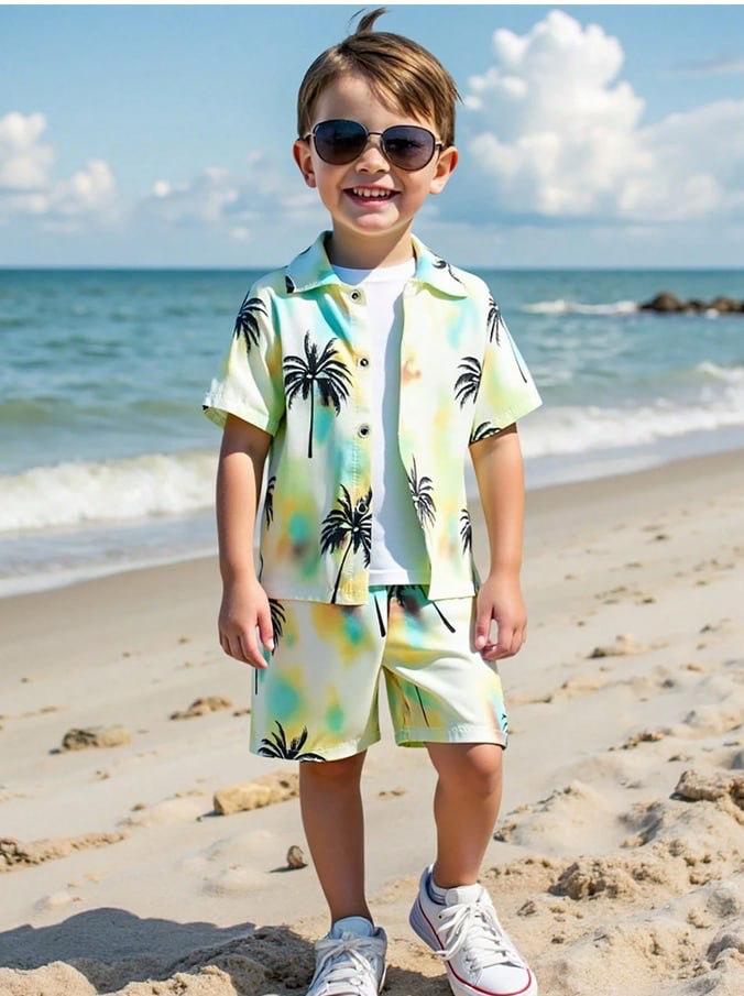 Baby Boy Palm Tree Beach Outfit Set