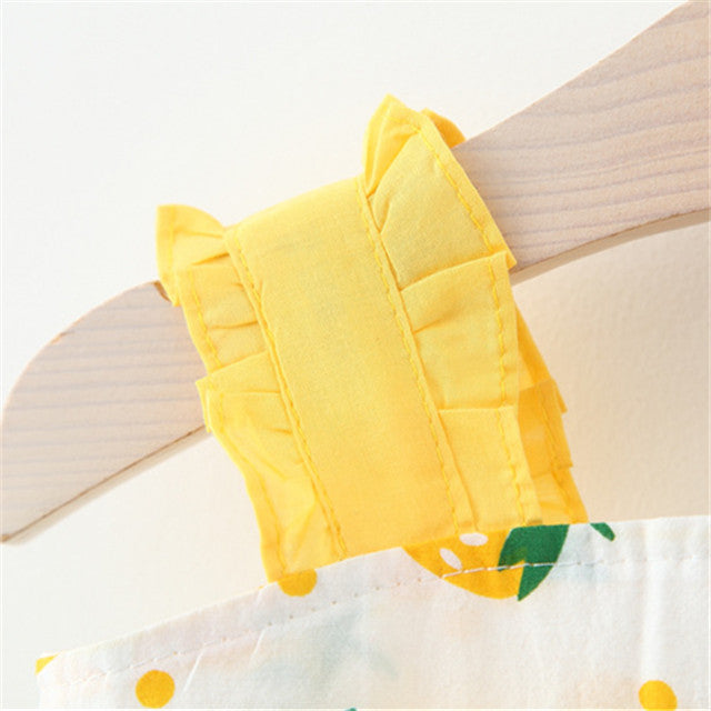 Yellow Printed Strawberry Frock For Girl