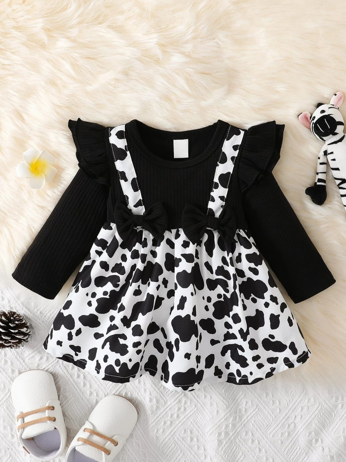 Zibra style girl polka dress