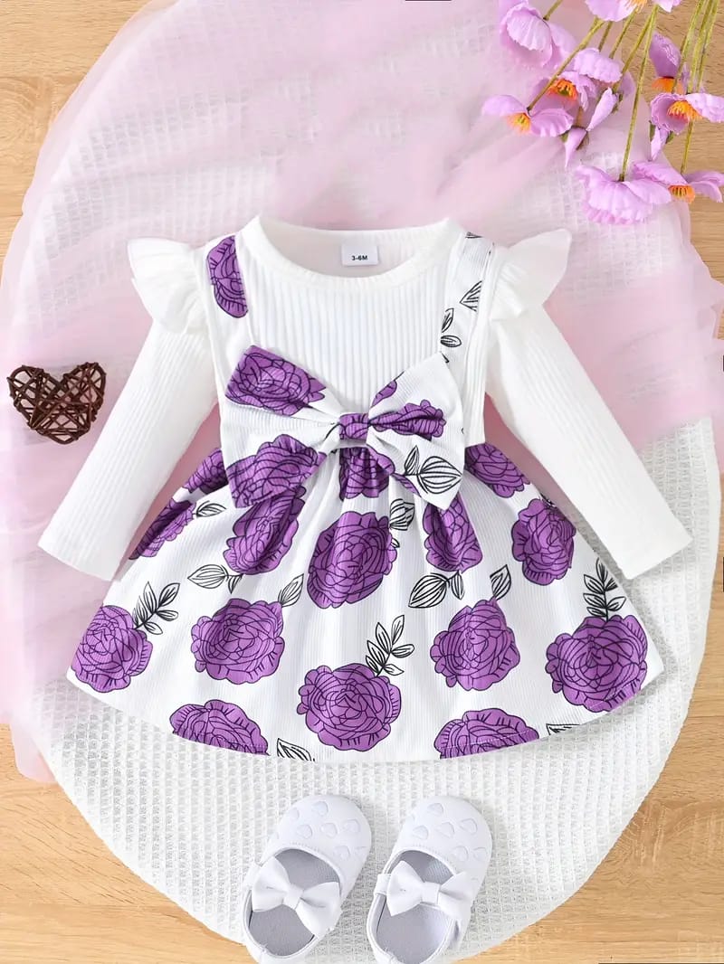 Purple disney polka stylish girls frock