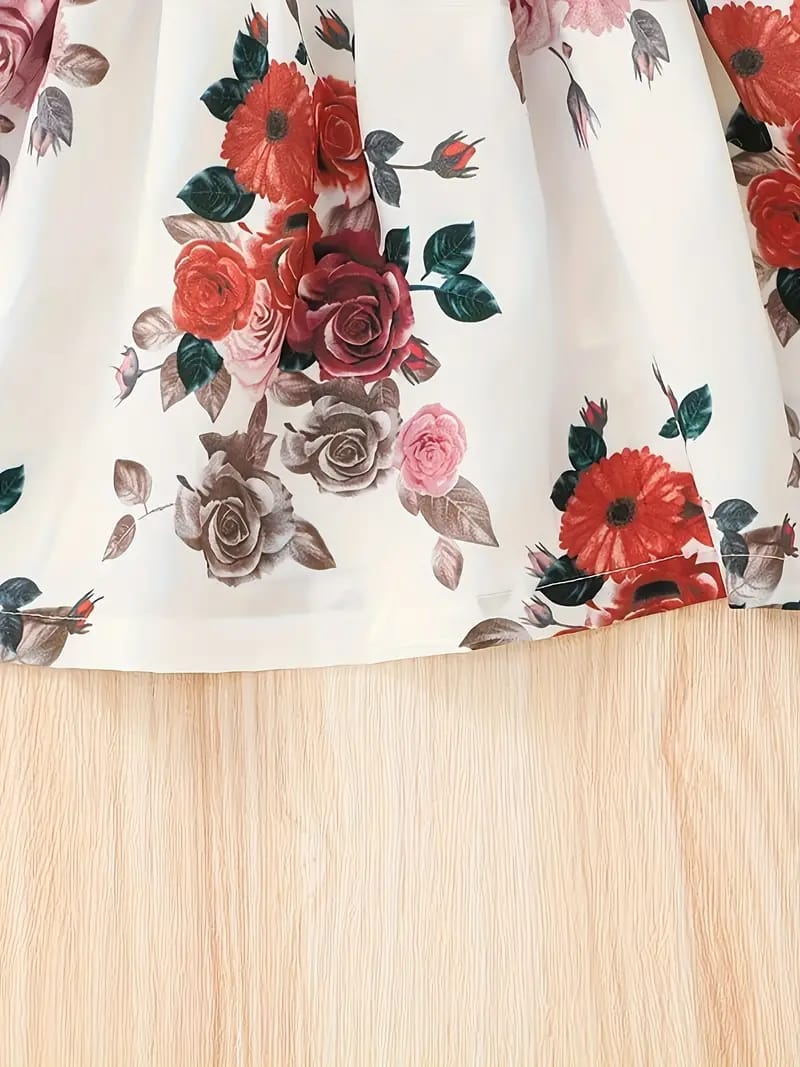 Red flower western design dress