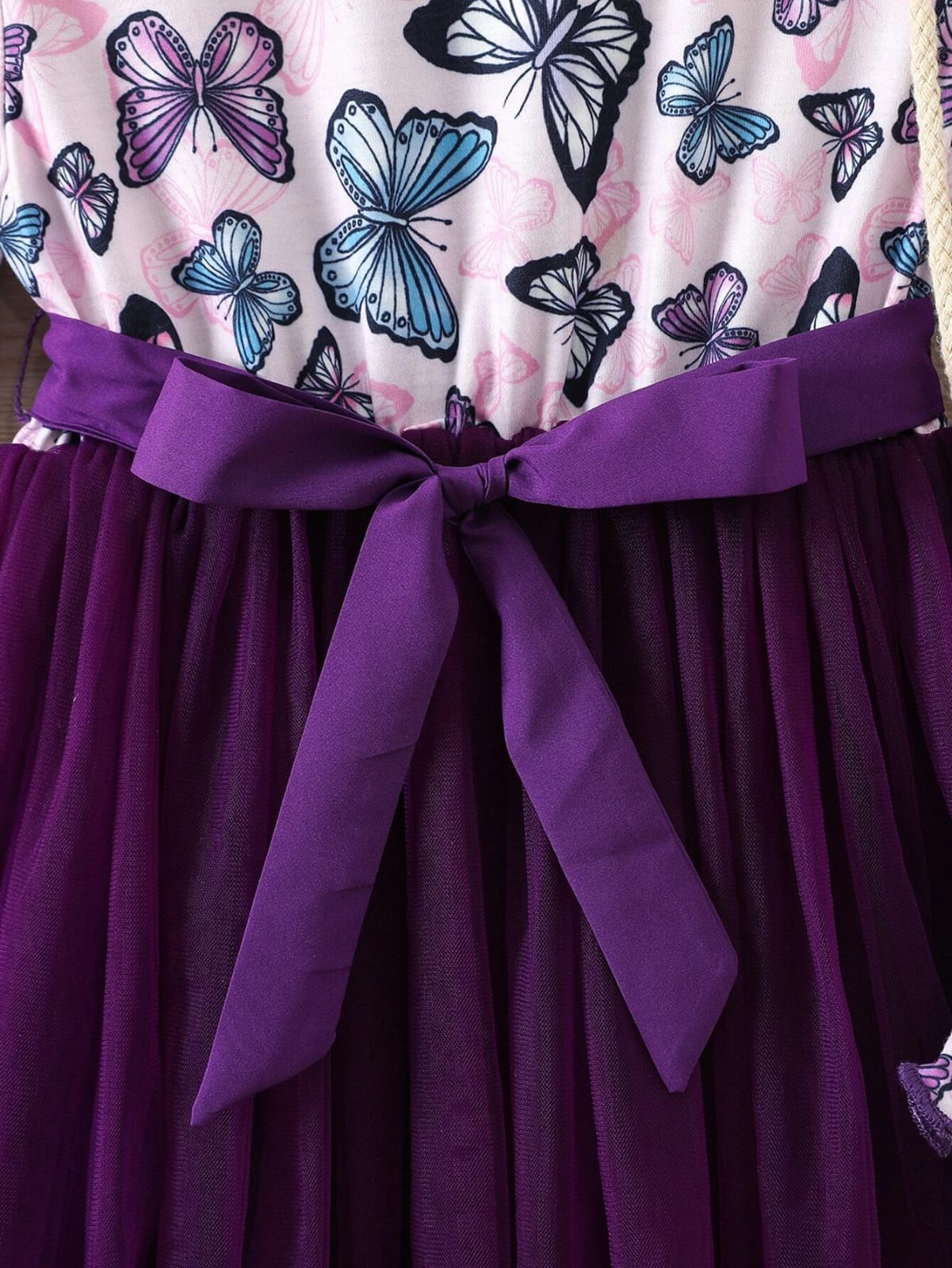 Purple butterfly printed girl dress