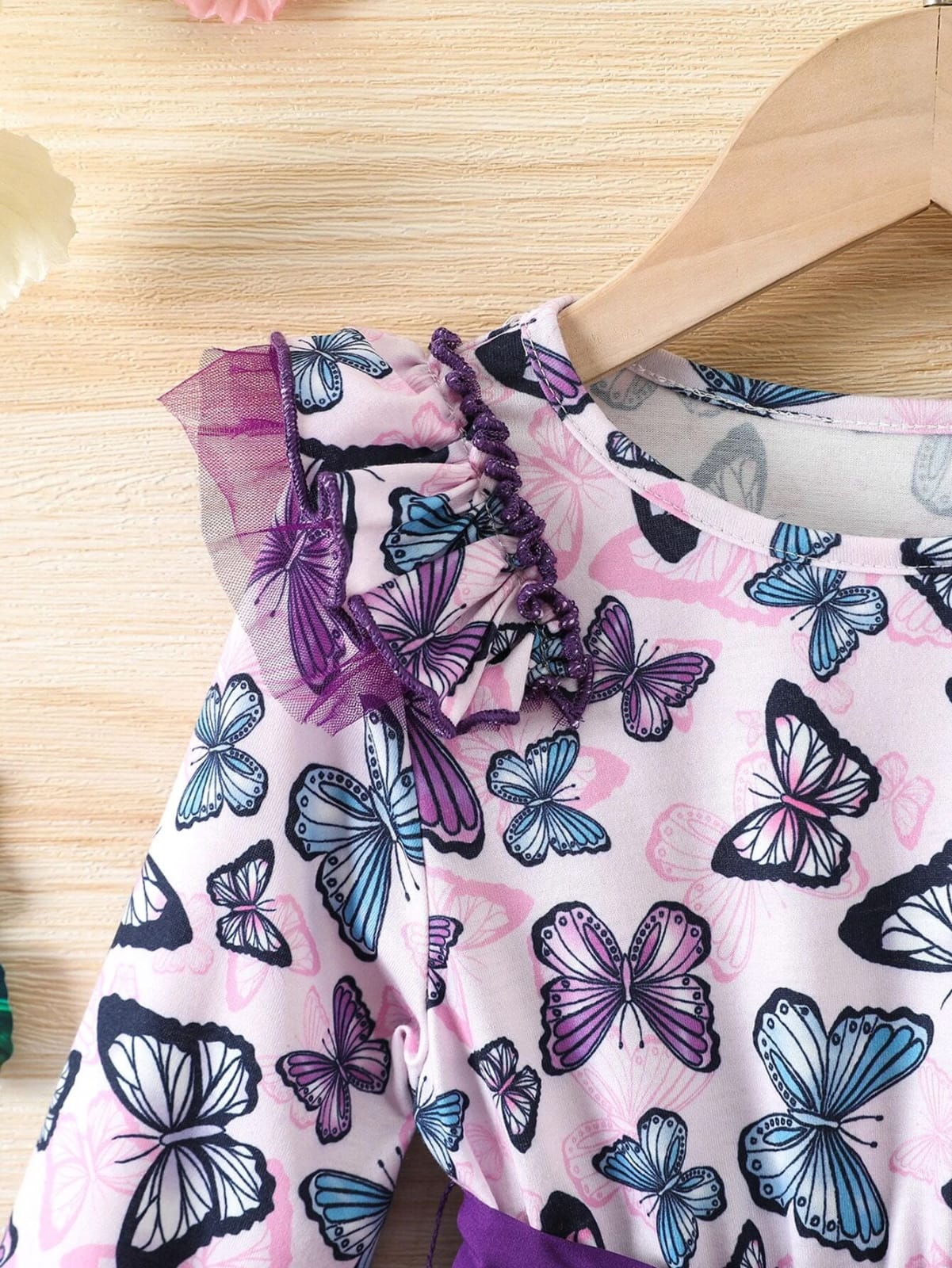 Purple butterfly printed girl dress