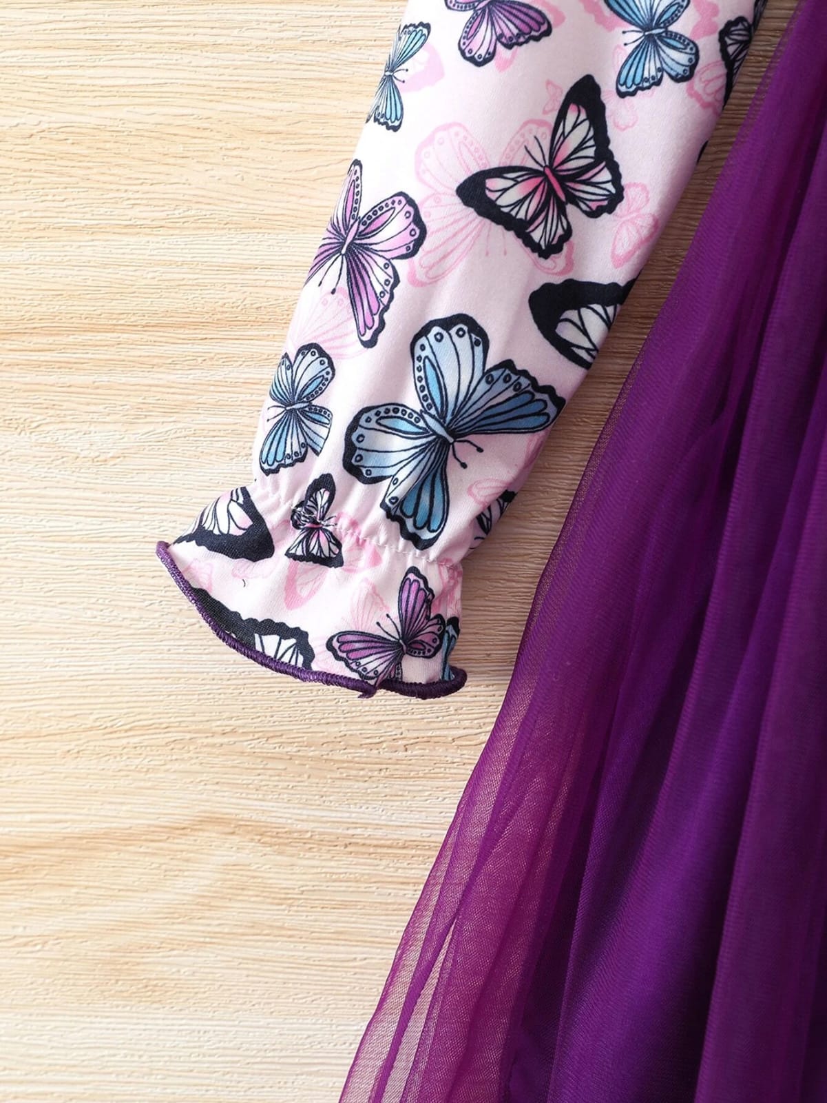 Purple butterfly printed girl dress