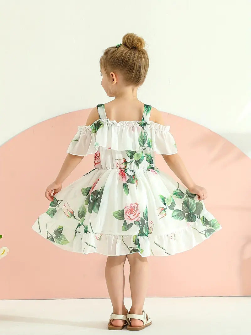 Flower printed cute girls disney dress