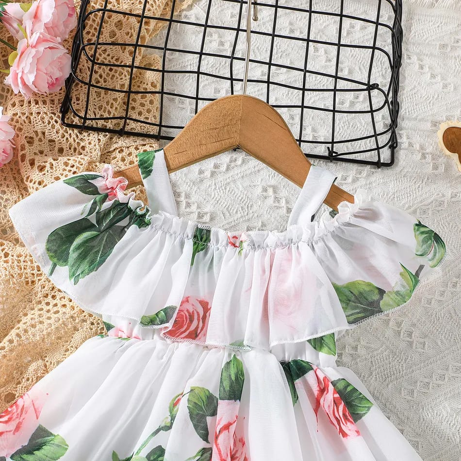Flower printed cute girls disney dress