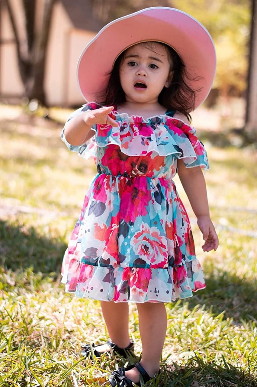 Cute girls flower stylish floral dress