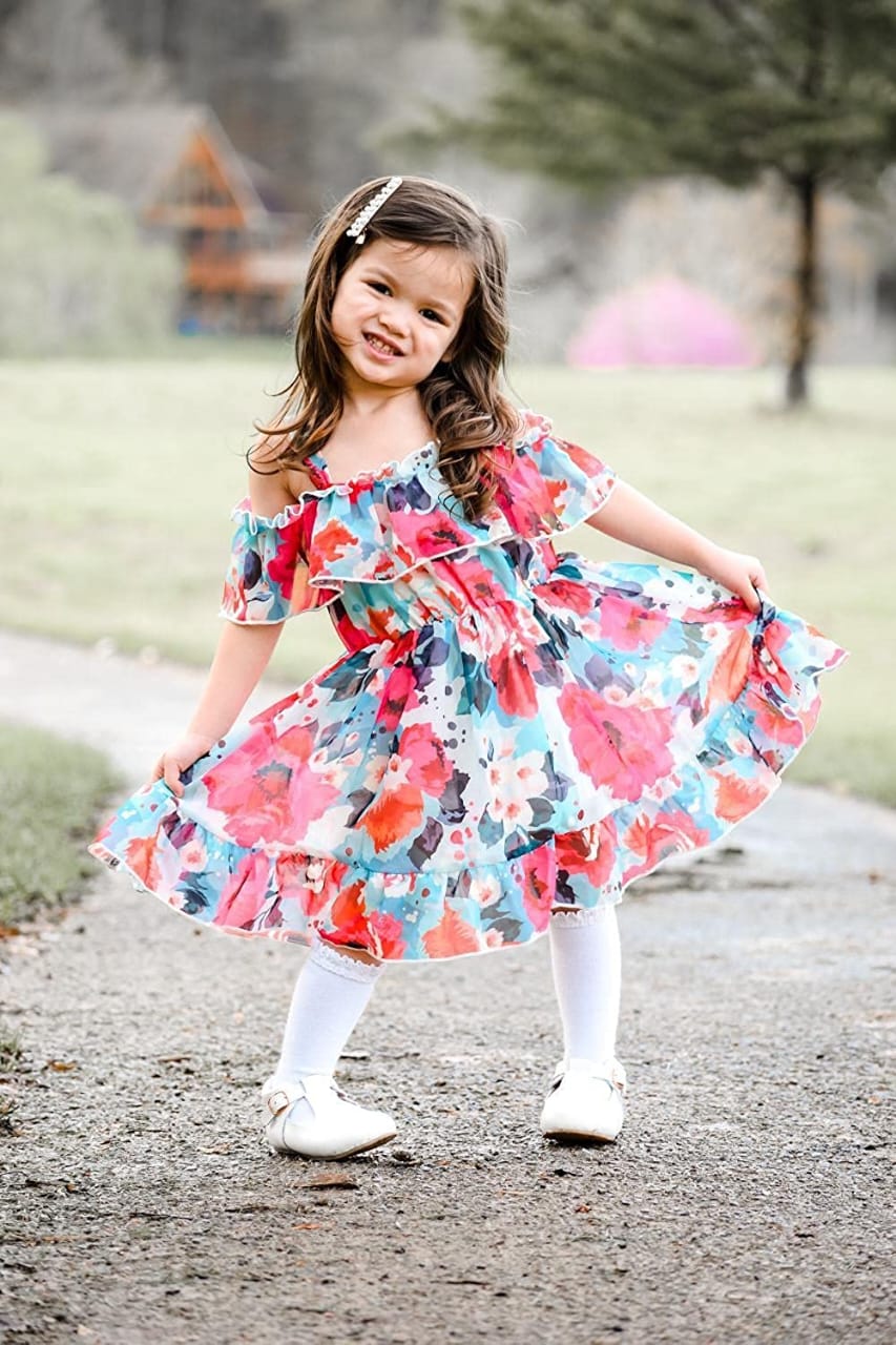 Cute girls flower stylish floral dress