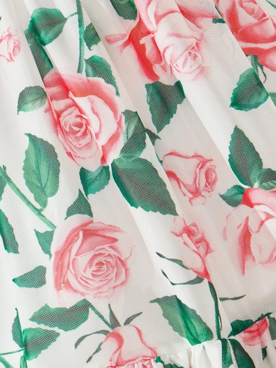 White flower printed princess girls dress