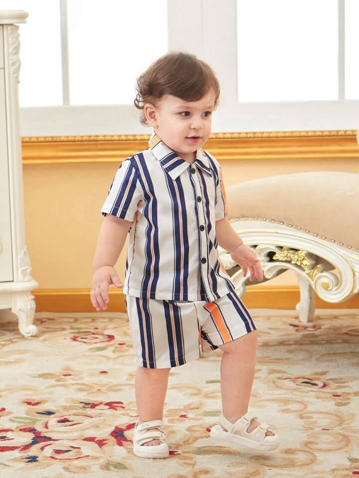 White blue checks premium shirt & short
