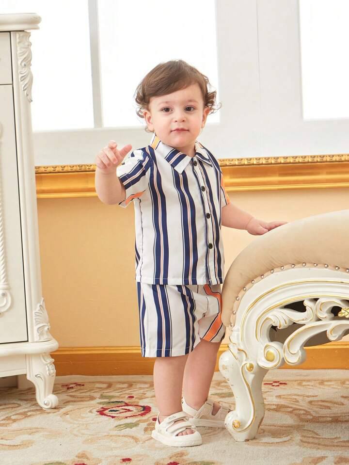 White blue checks premium shirt & short