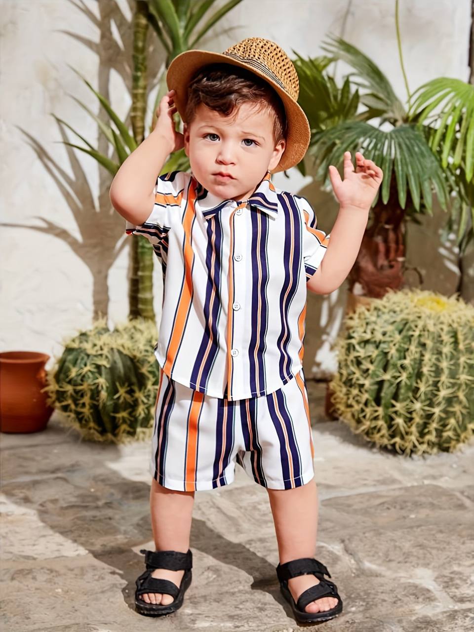 White blue checks premium shirt & short