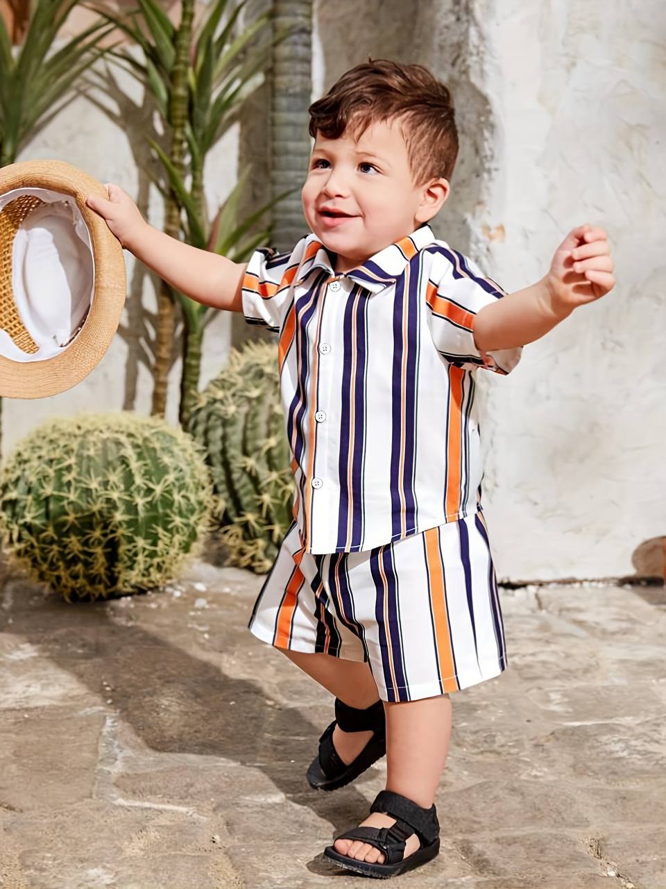 White blue checks premium shirt & short