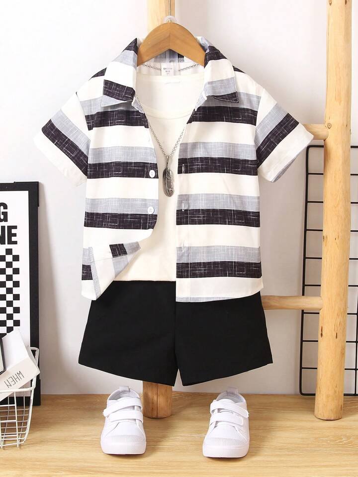 Kids black style shirt and short