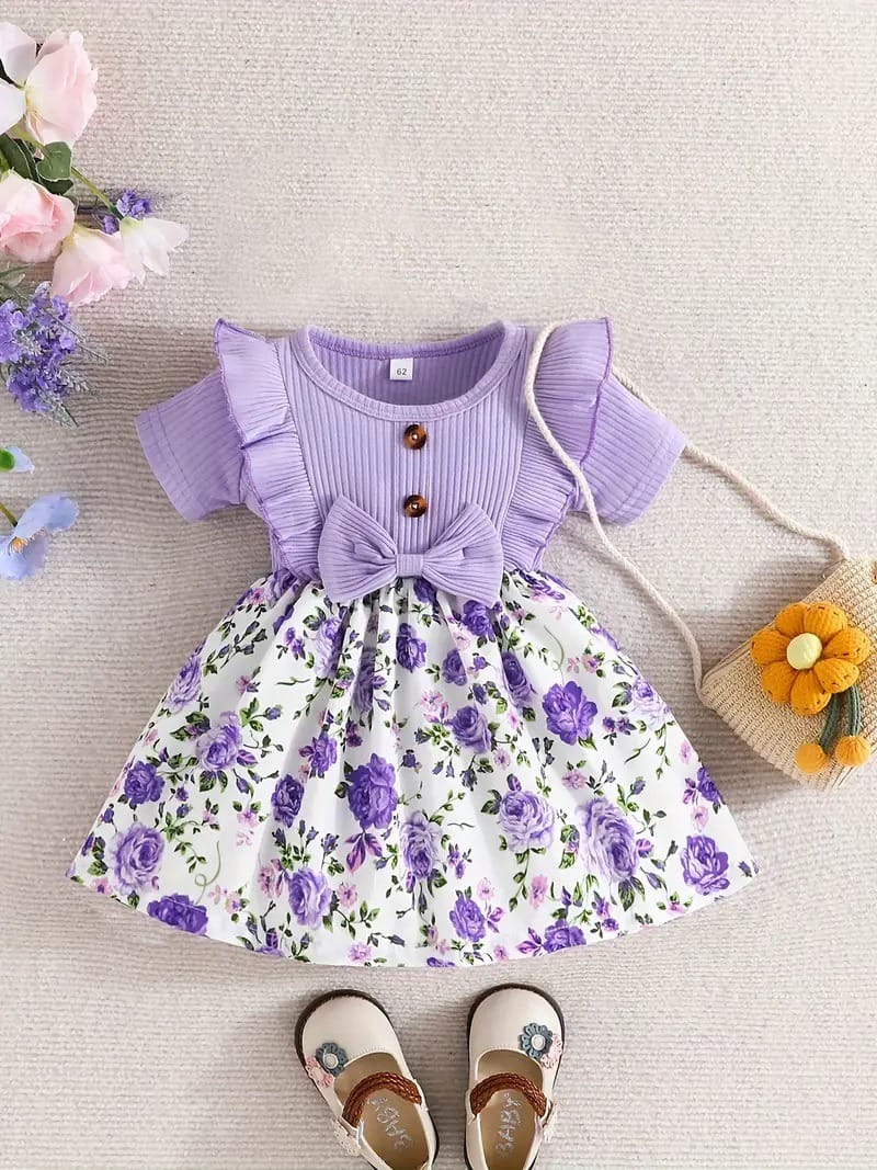 Adorable Lilac Floral Dress for Baby Girls