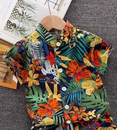Tropical Jungle Floral Kids Set – Shirt & Shorts (2-Piece Summer Outfit)