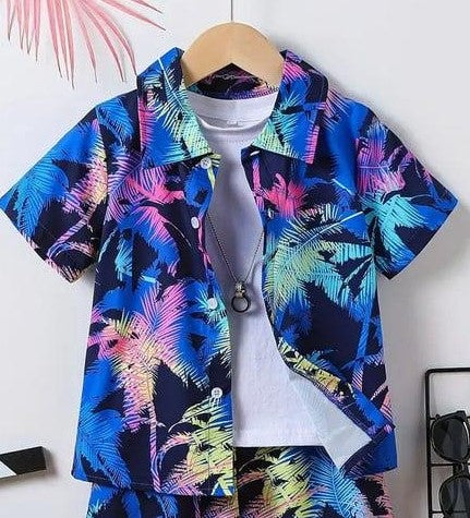 Neon Palm Paradise Kids Summer Set – 3-Piece Tropical Outfit
