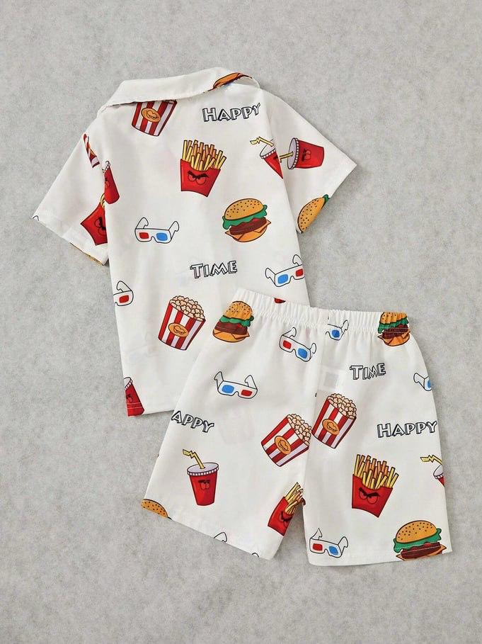 Happy Meal Cartoon Print Kids Set – Burger & Fries 2-Piece Outfit
