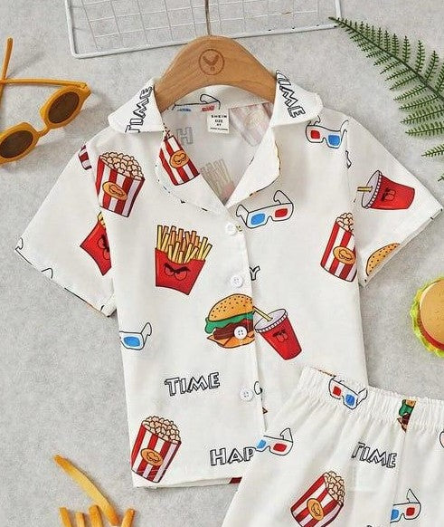 Happy Meal Cartoon Print Kids Set – Burger & Fries 2-Piece Outfit