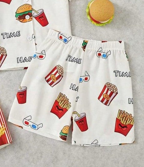 Happy Meal Cartoon Print Kids Set – Burger & Fries 2-Piece Outfit