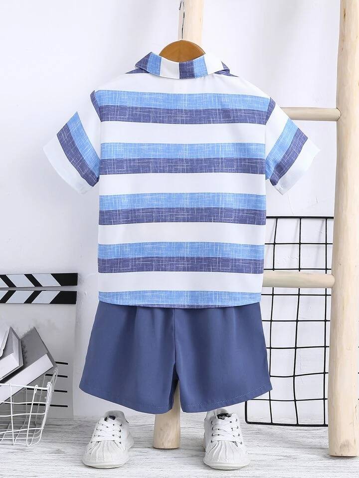 Blue three tone kids shirt & short for boy