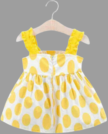 Yellow Circle Printed Frock For Girl