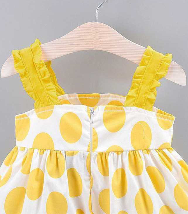 Yellow Circle Printed Frock For Girl
