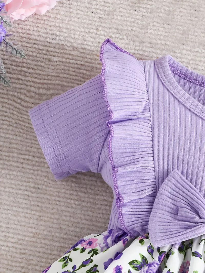 Adorable Lilac Floral Dress for Baby Girls