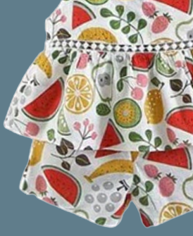 Multi printed fruit top & short for girls