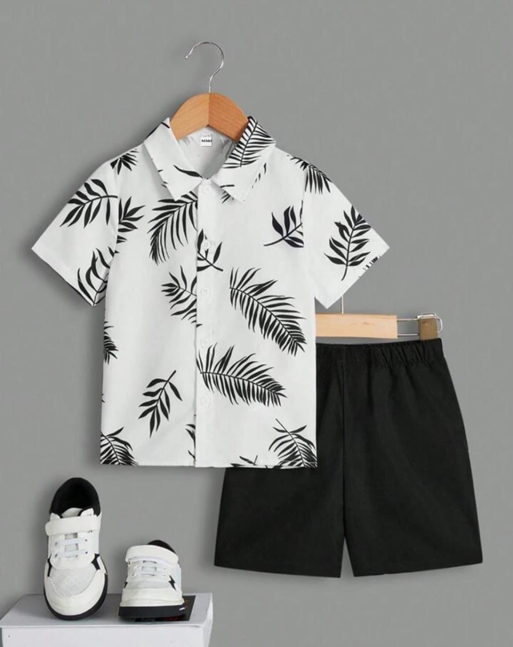 Black and white leaf shirt & short for kids