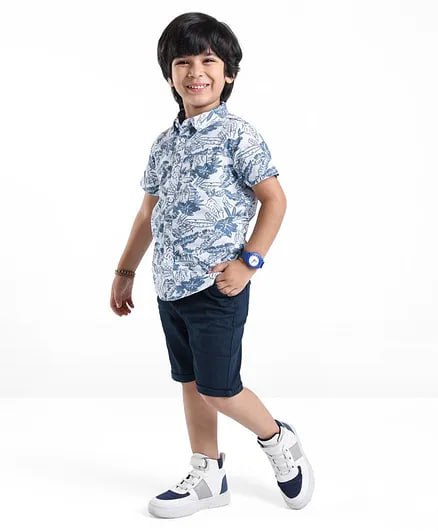 Blue printed graphic cami shirt & short