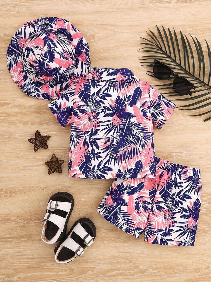 Kids sunshine floral shirt & shorts two piece set