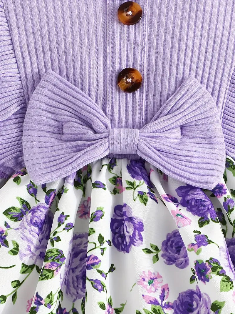 Adorable Lilac Floral Dress for Baby Girls