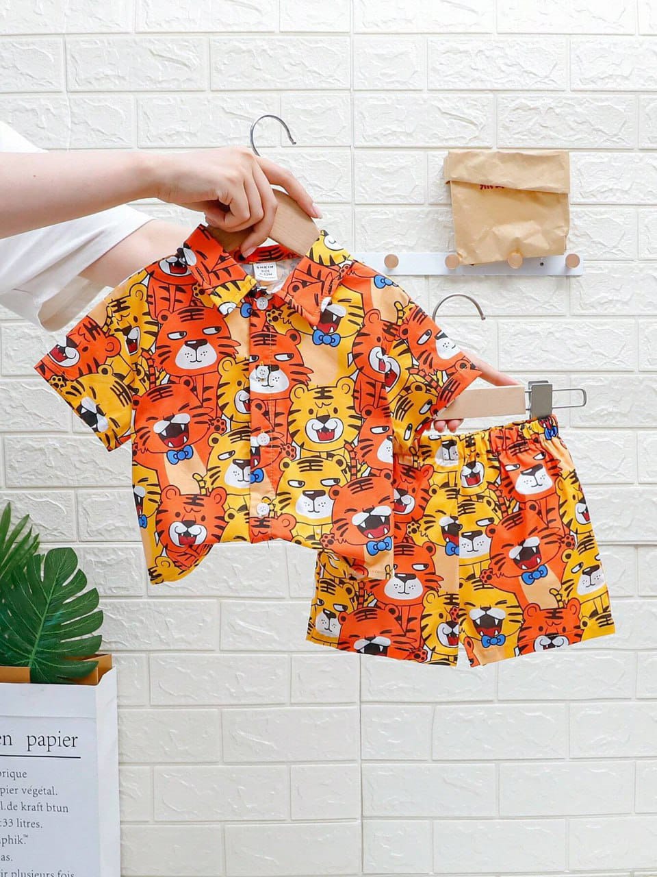 Orange monkey printed shirt and short